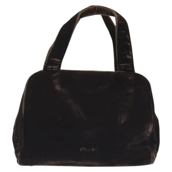 PRADA Hand Bag Velor Brown - Picture 2 of 15